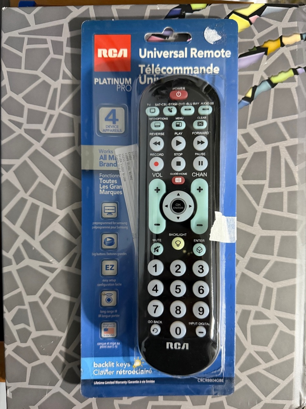 RCA Platinum Pro 4 Device Universal Remote CRCRBB04GBE NIP Backlit